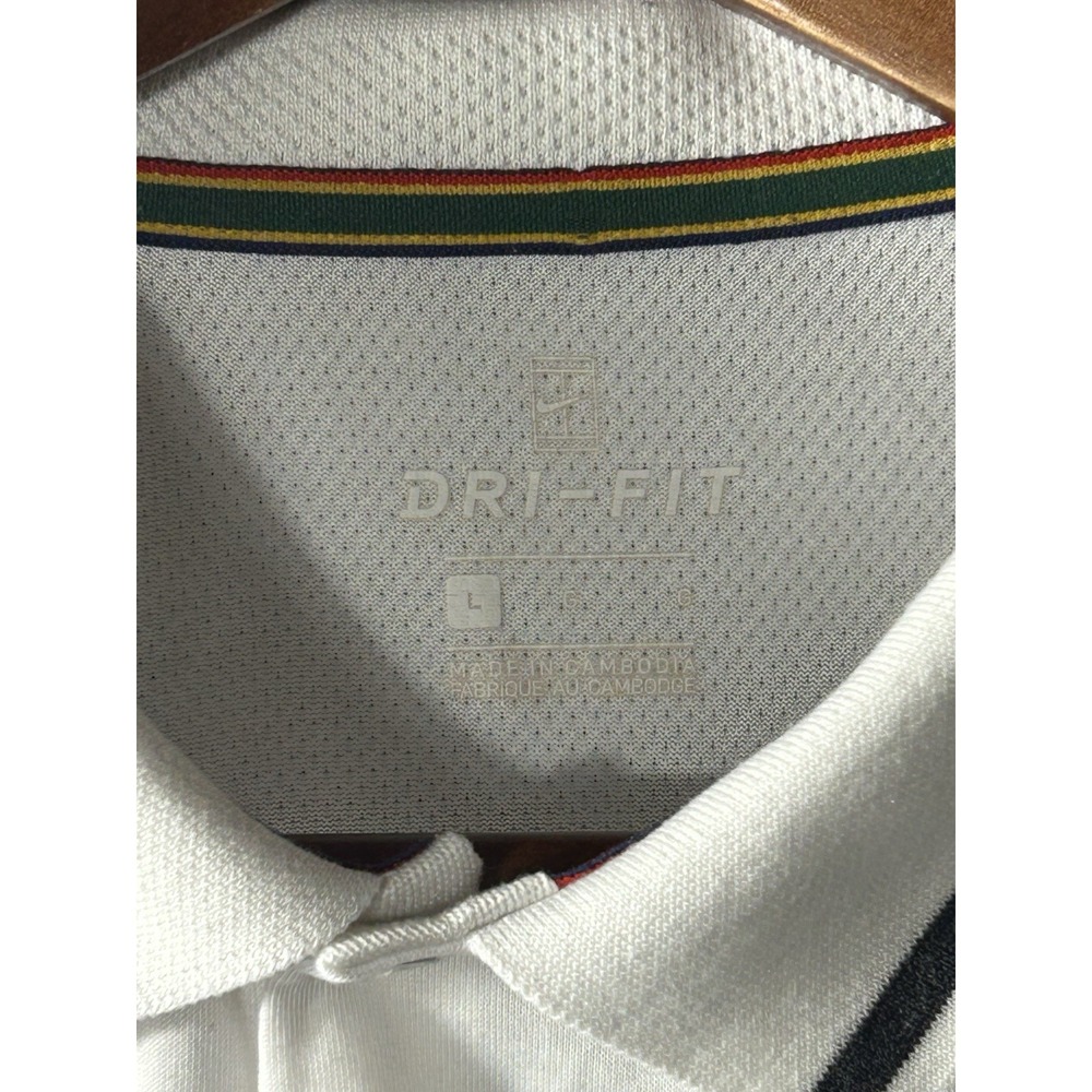 NikeCourt Dri-FIT Men's Polo Shirt Large Retro 90s Multicolor Stripe Tennis - Picture 3 of 7